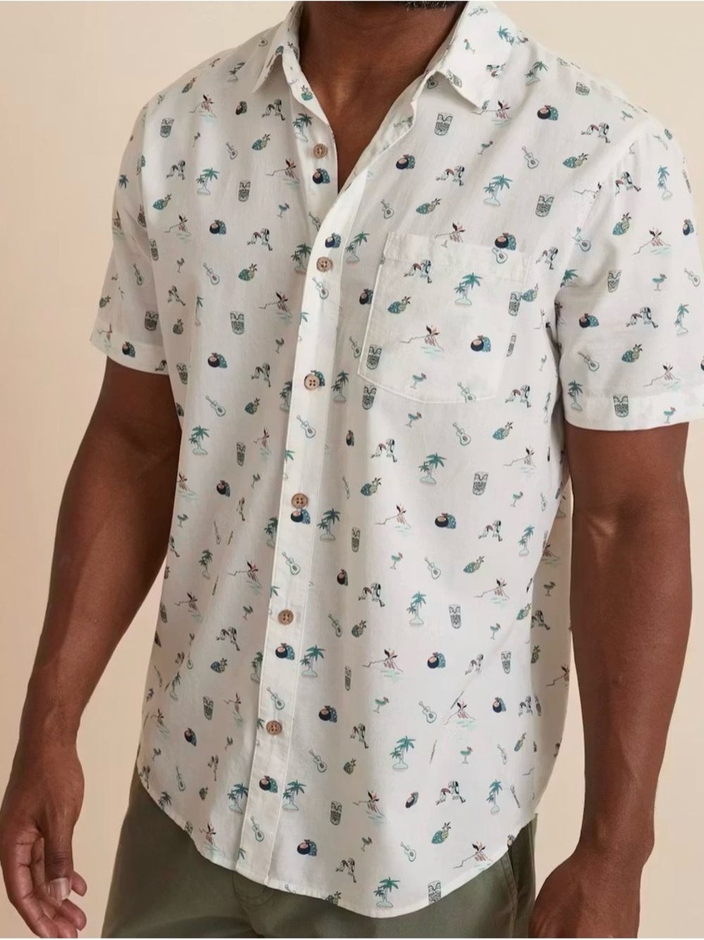 Marine Layer Short Sleeve Pohaku Island Print Button Up Shirt Small